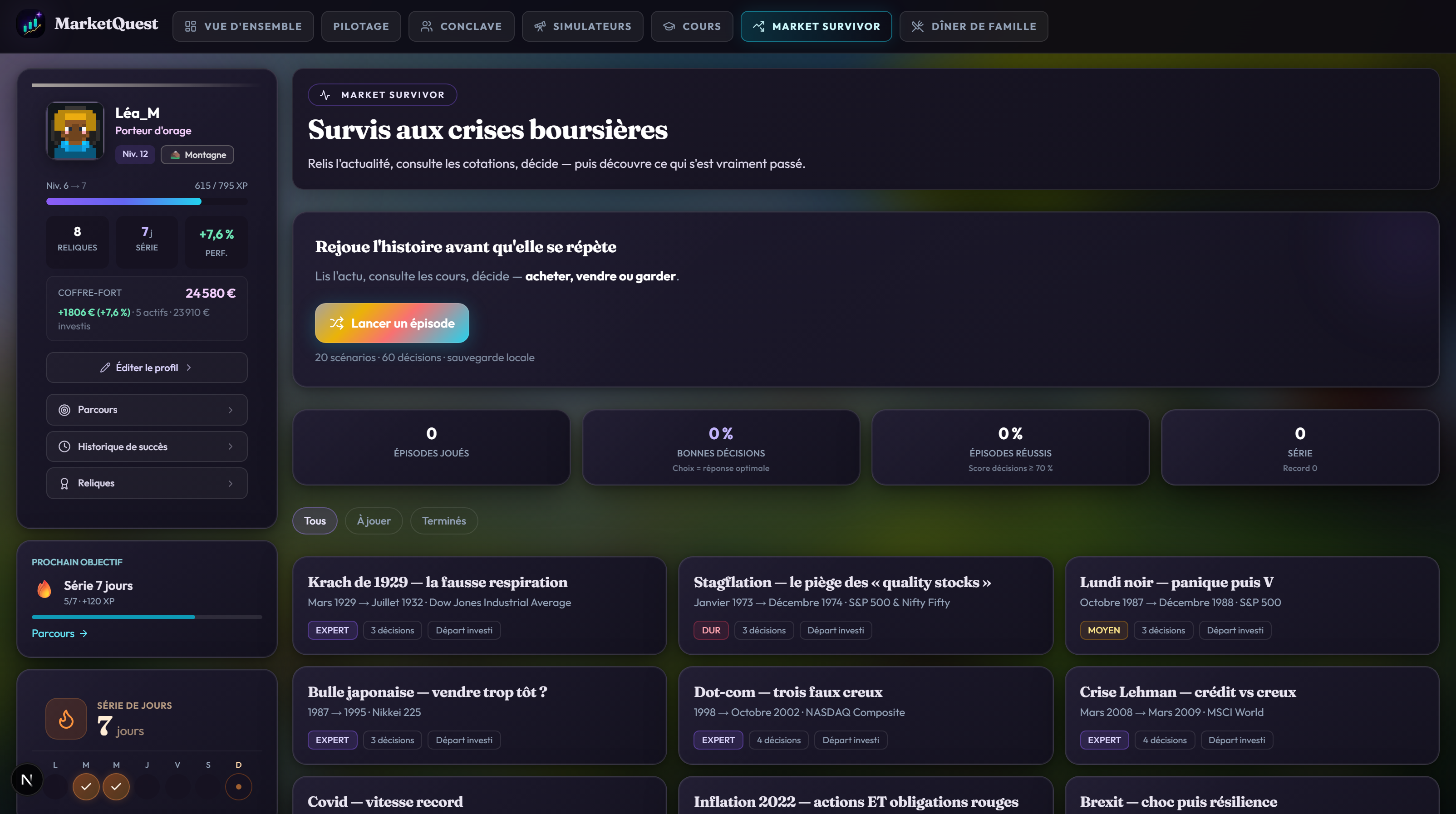 Capture de l'écran Market Survivor dans MarketQuest